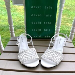 David Tate Dune‎ White Woven Ankle Strap Sandals - Women's Size 7.5W NWB